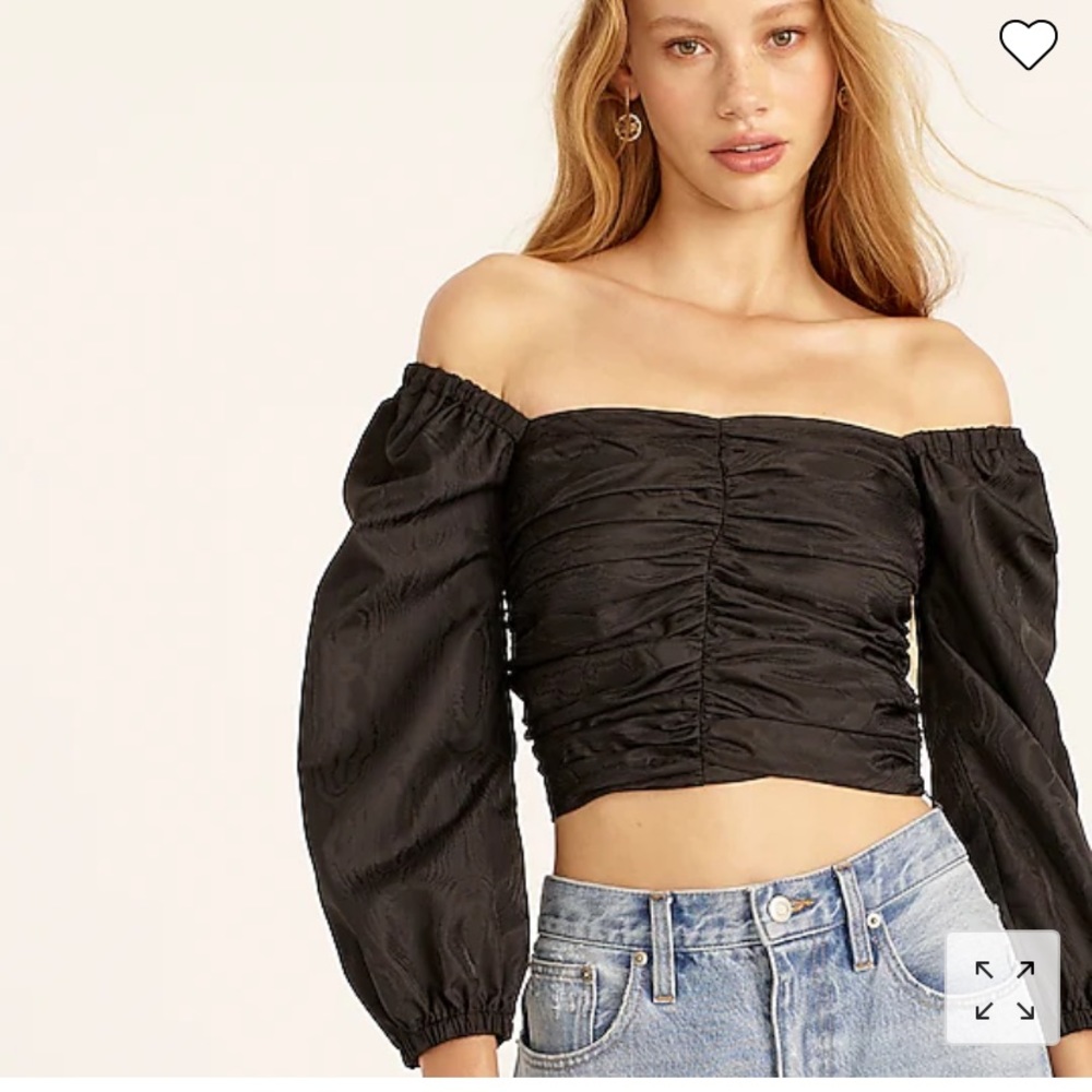 J.crew Ruched puff-sleeve‎ cropped top NWT